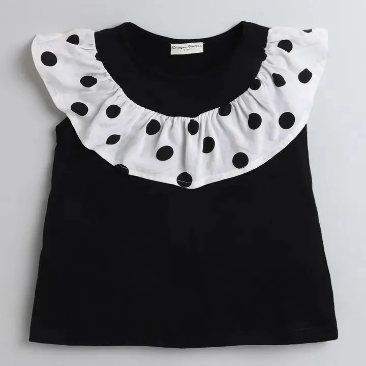 Solid with Front Frill Top - Black