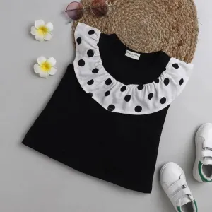 Solid with Front Frill Top - Black
