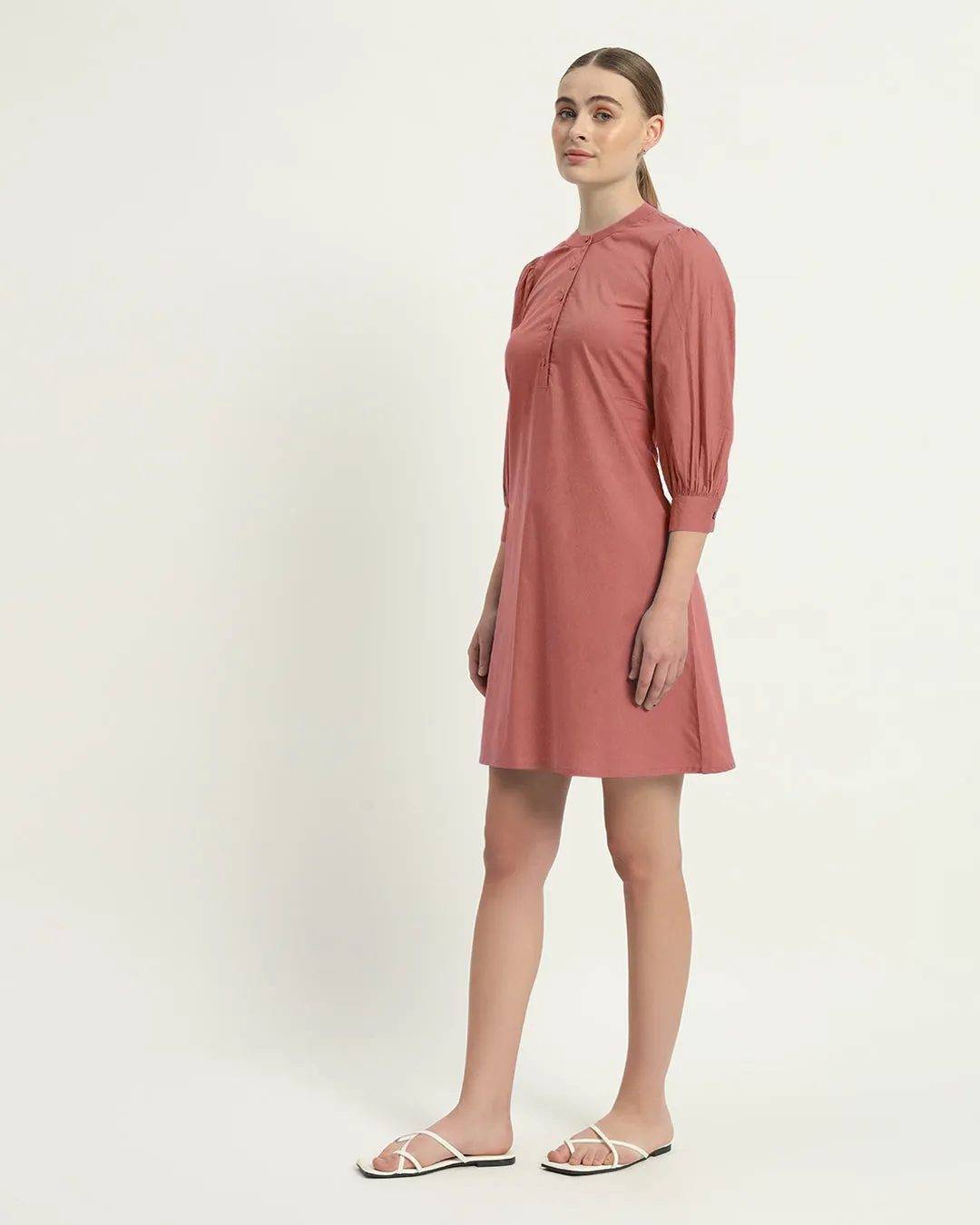 The Roslyn  Ivory Pink Cotton Dress