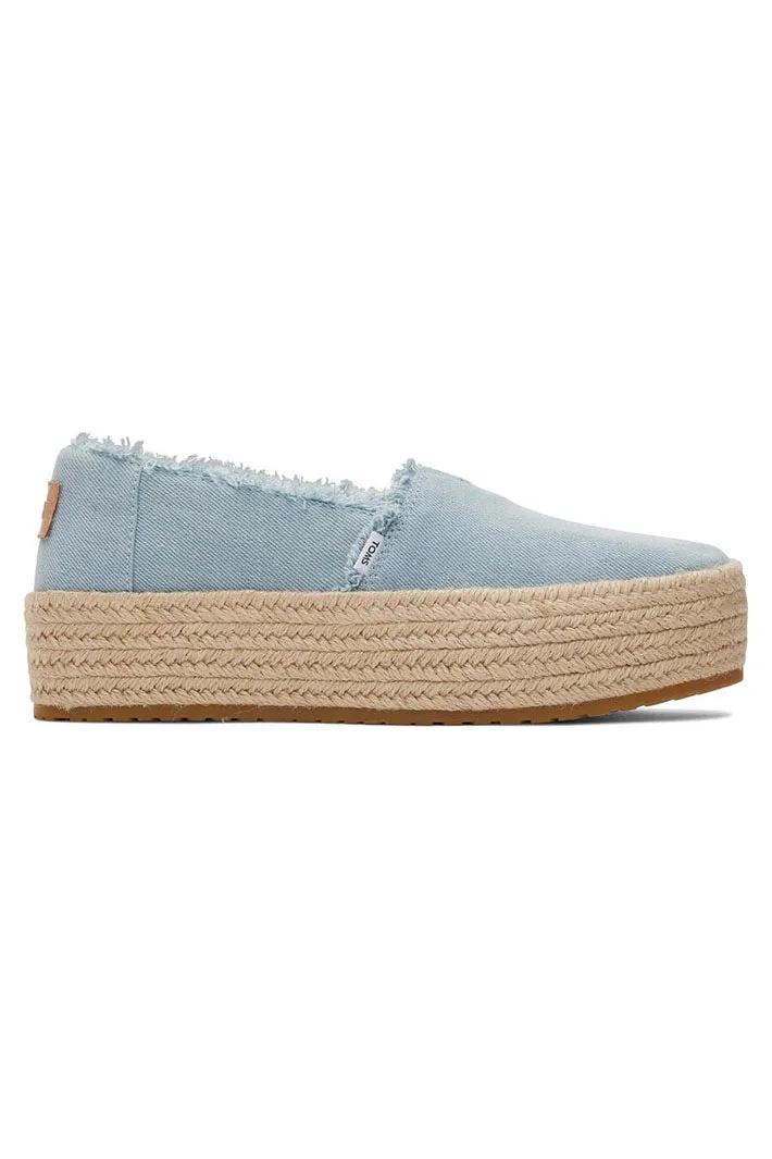 Toms Valencia 10019798 Blue Denim Platform Espadrille