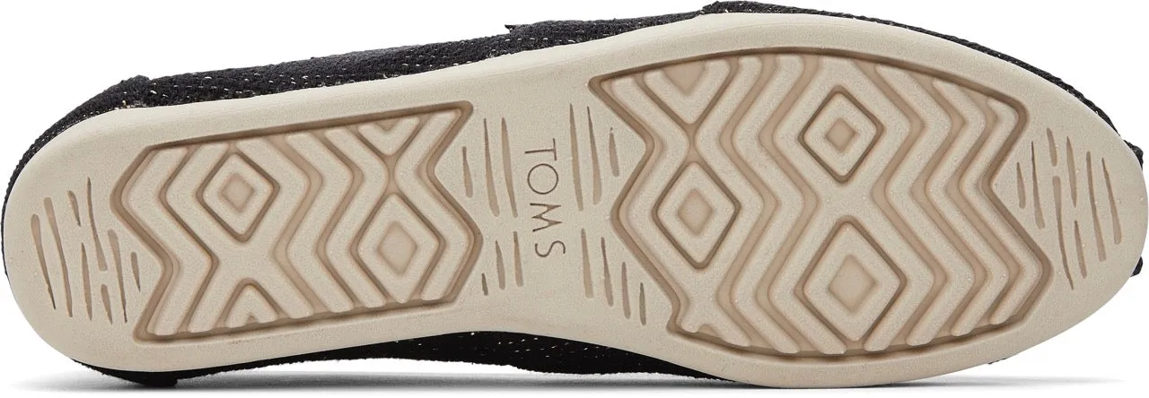 Toms Women Alpargata Black Metallic Linen Stripe
