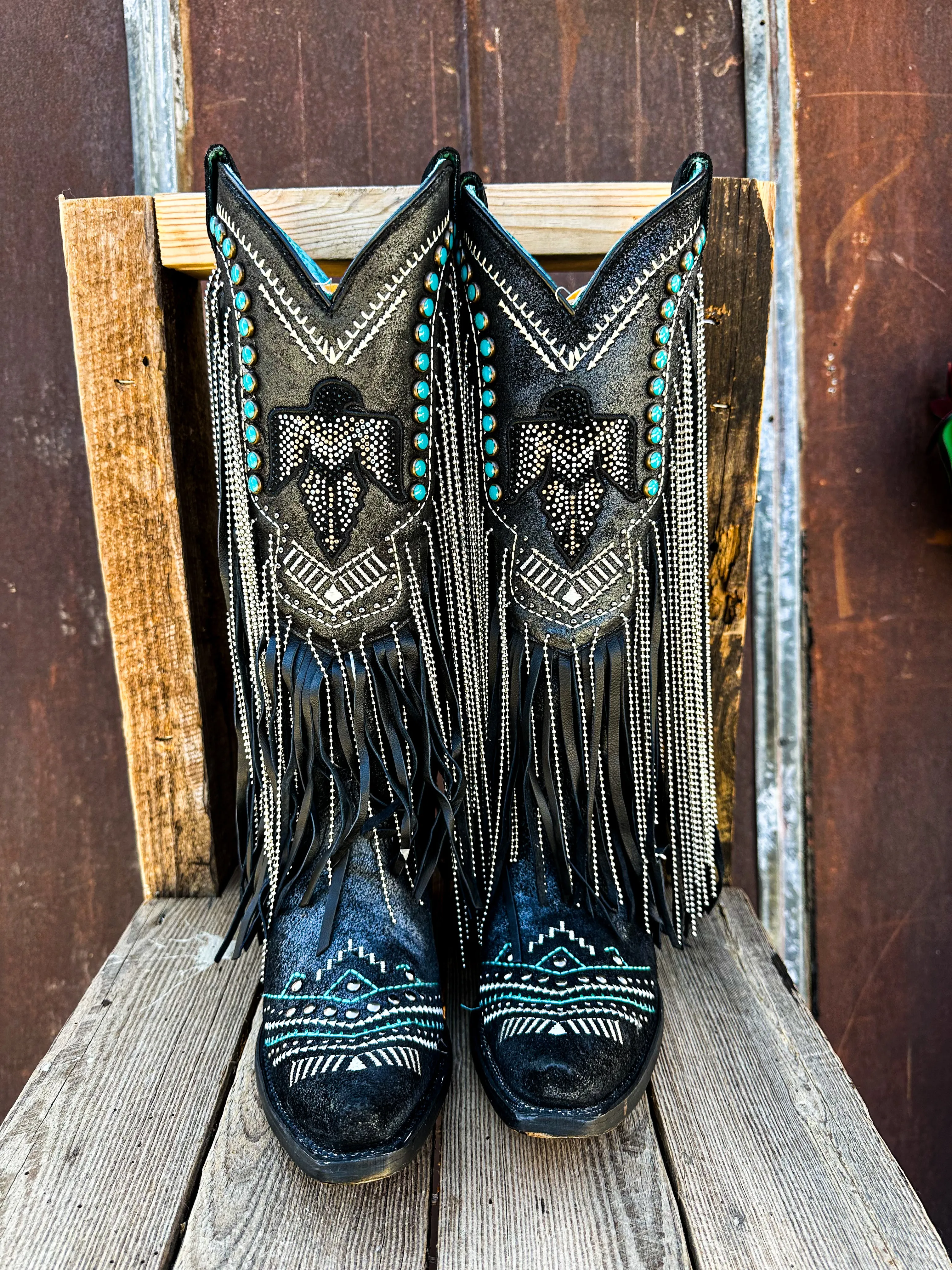Turquoise Texan Thunderbird Corral Boot