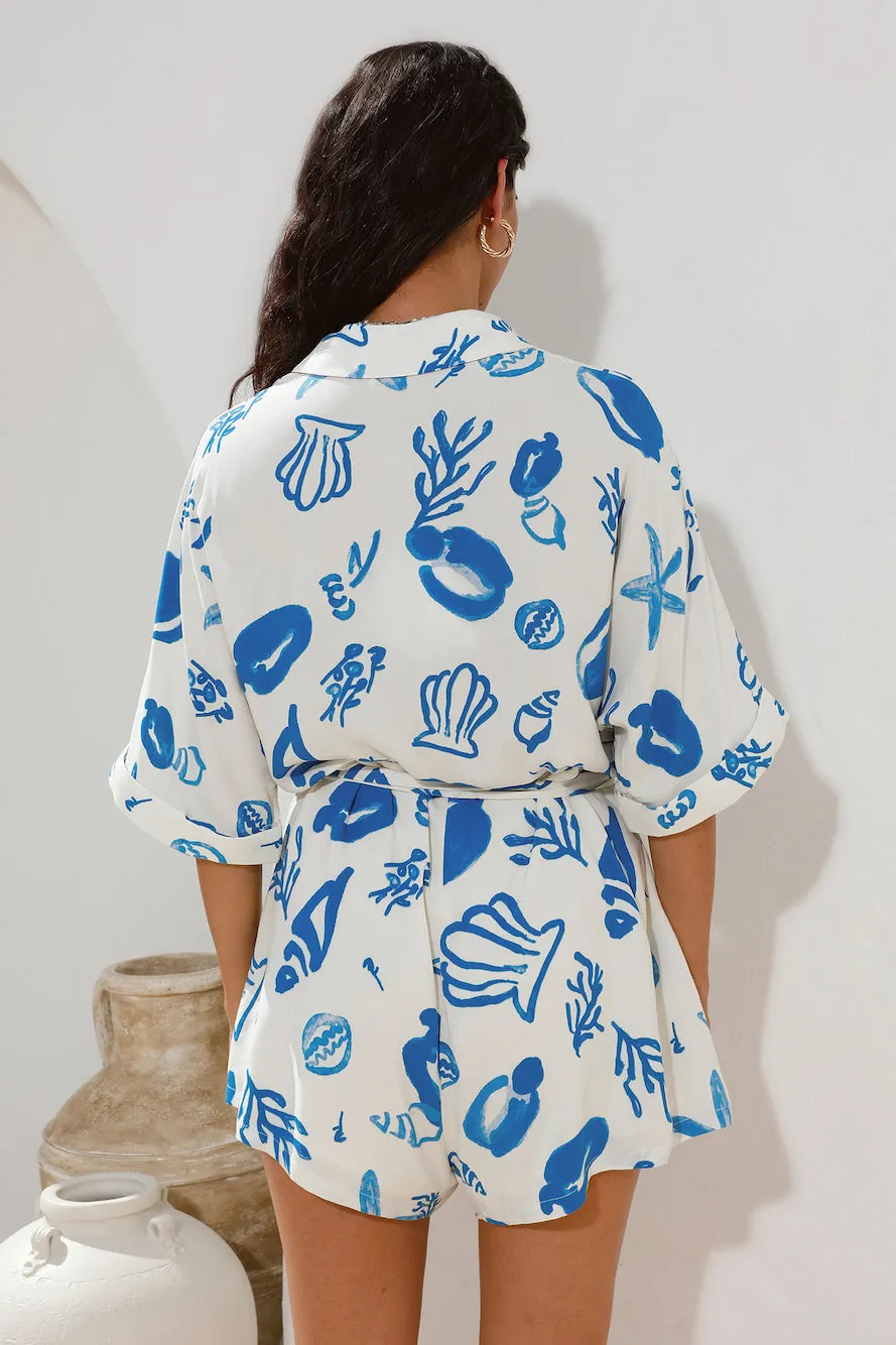 Where It Begins Romper Blue