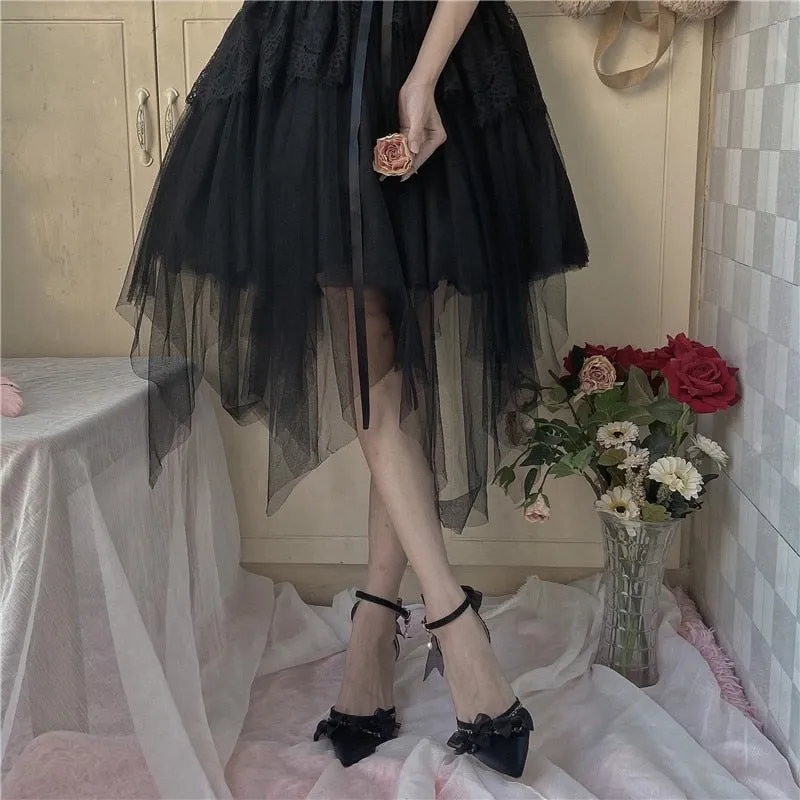 xiangtuibao Princess Female Kawaii Tea Party Japanese Cute Anime Lolita Shoes Women Harujuku Cosplay Bow Pointed Toe Feminine High Heel 8cm