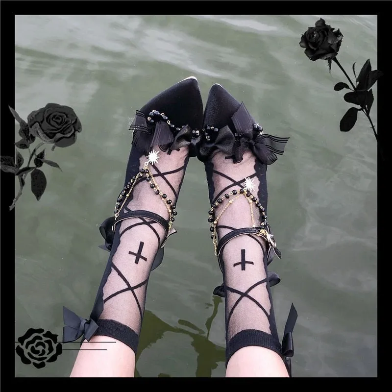 xiangtuibao Princess Female Kawaii Tea Party Japanese Cute Anime Lolita Shoes Women Harujuku Cosplay Bow Pointed Toe Feminine High Heel 8cm